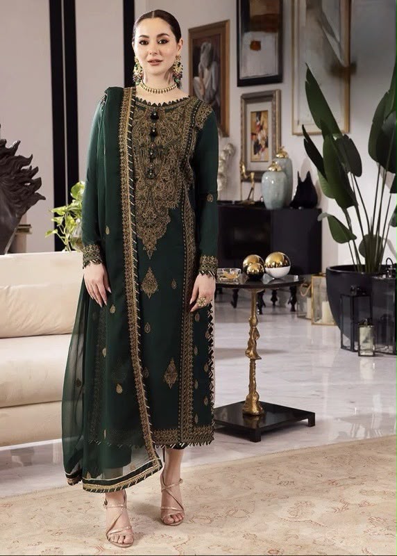 Dhanak embroidered luxury unstitched 3pc suit